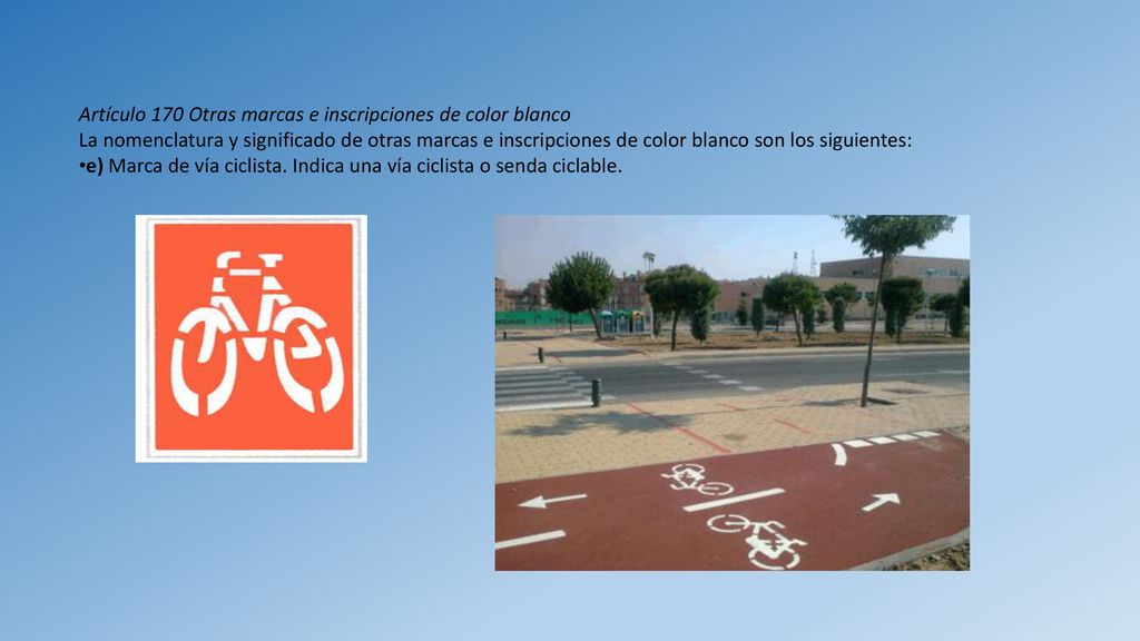 Artículo 170 Otras marcas e inscripciones de color blanco