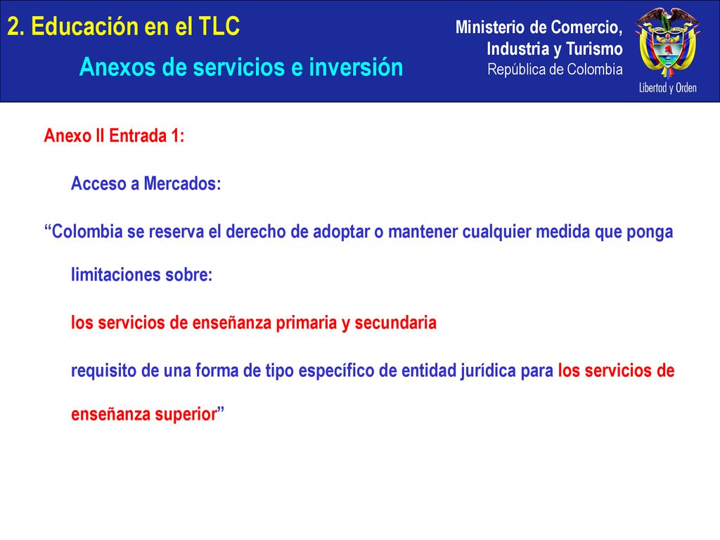 2. Educación en el TLC Anexos de servicios e inversión