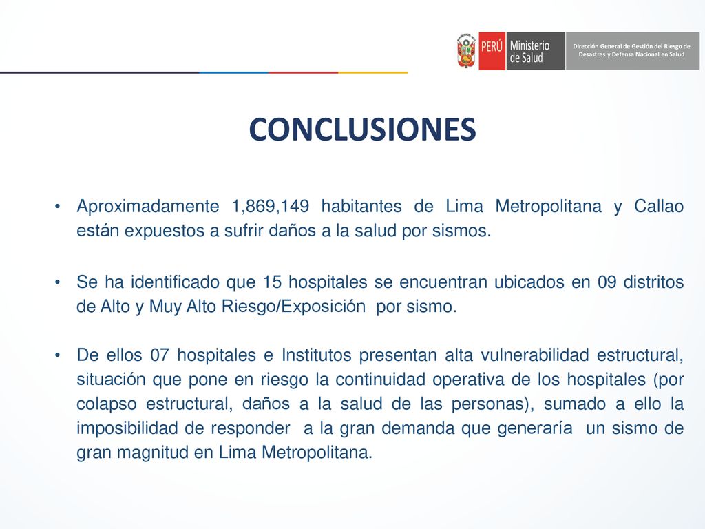 Dirección General de Gestión del Riesgo de Desastres y Defensa Nacional en Salud