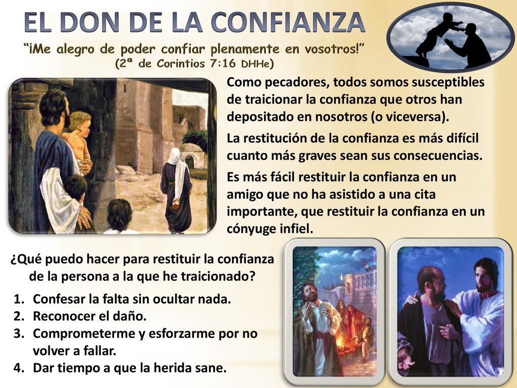 EL DON DE LA CONFIANZA ¡Me alegro de poder confiar plenamente en vosotros! (2ª de Corintios 7:16 DHHe)