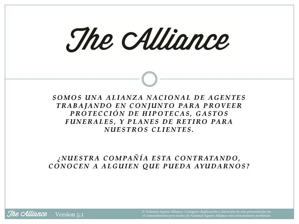 SOMOS UNA ALIANZA NACIONAL DE AGENTES TRABAJANDO EN CONJUNTO PARA PROVEER PROTECCIóN DE HIPOTECAS, GASTOS FUNERALES, Y PLANES DE RETIRO PARA NUESTROS CLIENTES.