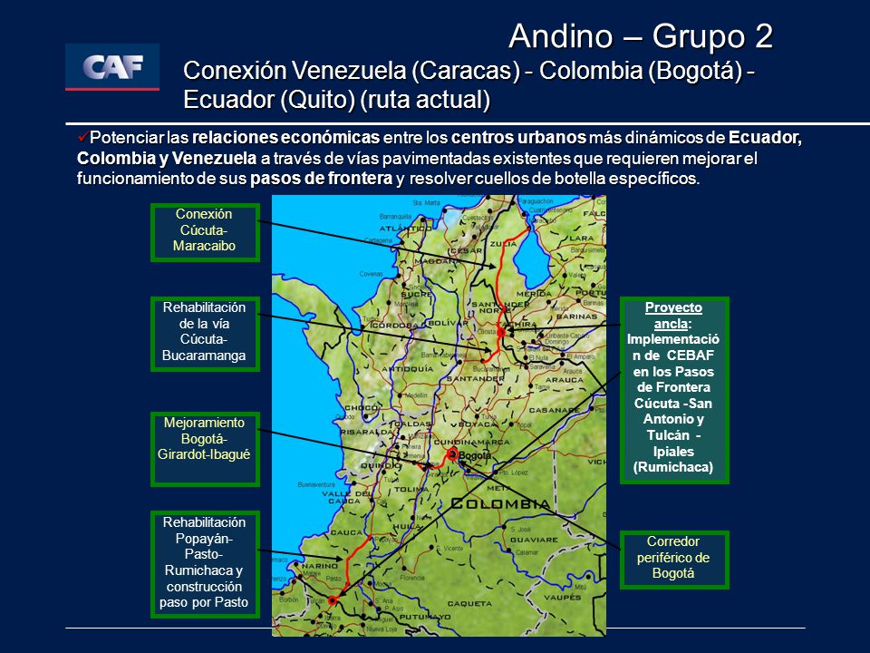 Andino – Grupo 2 Conexión Venezuela (Caracas) - Colombia (Bogotá) - Ecuador (Quito) (ruta actual)