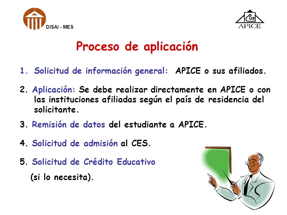 DISAI - MES Proceso de aplicación. Solicitud de información general: APICE o sus afiliados.