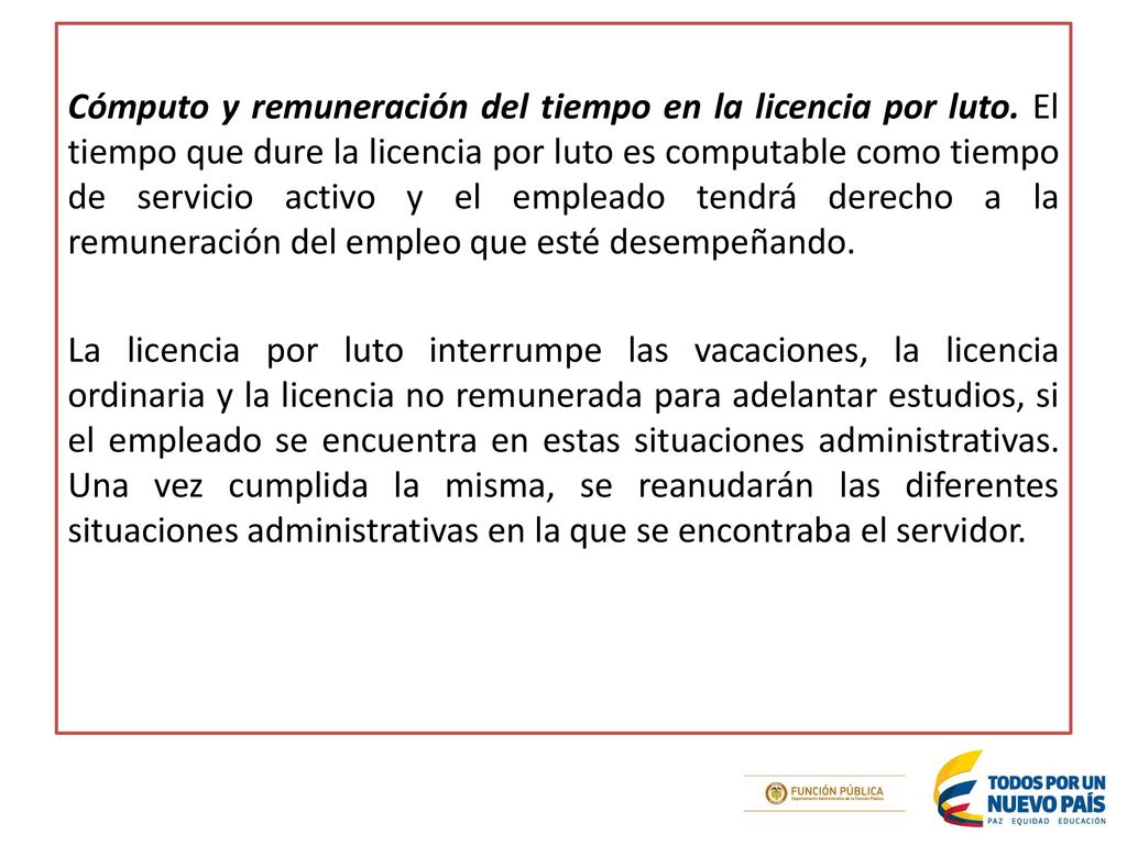 Cómputo y remuneración del tiempo en la licencia por luto