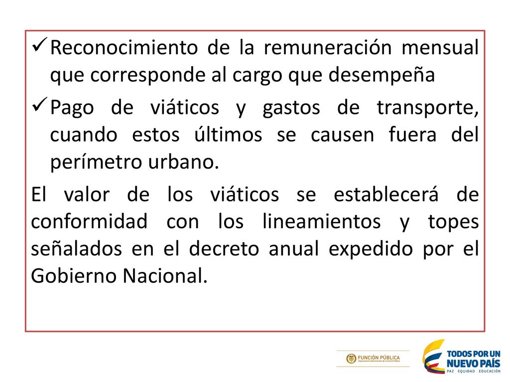 Reconocimiento de la remuneración mensual que corresponde al cargo que desempeña