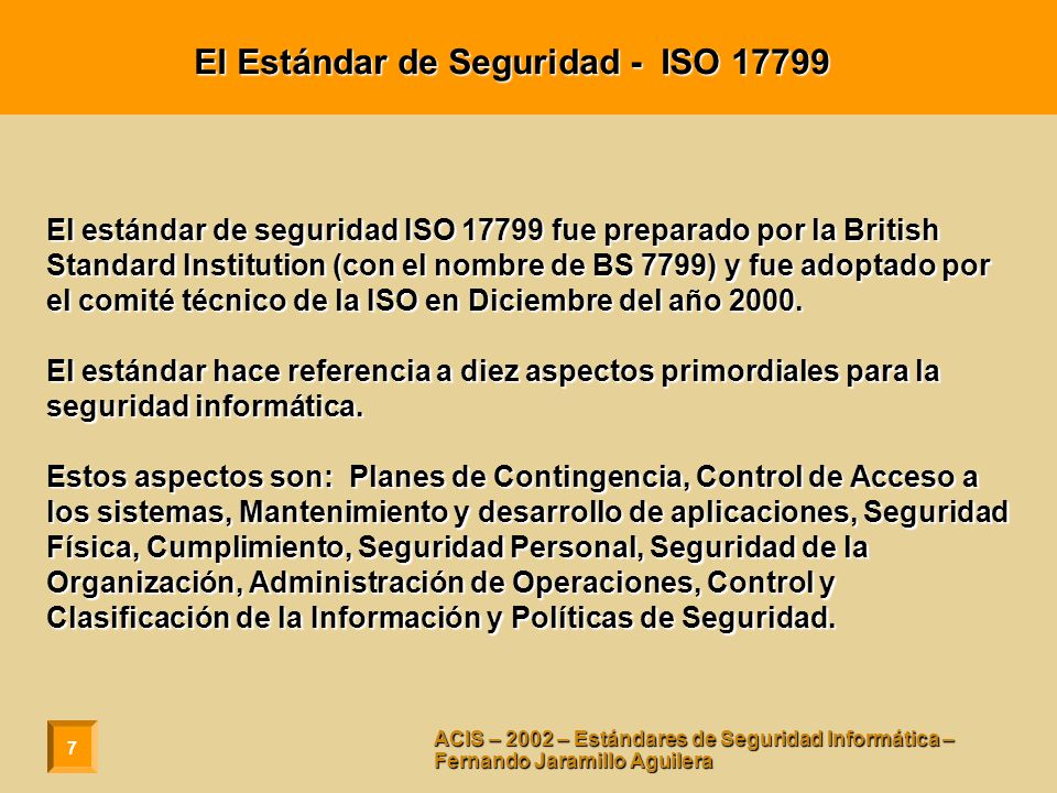 El Estándar de Seguridad - ISO 17799