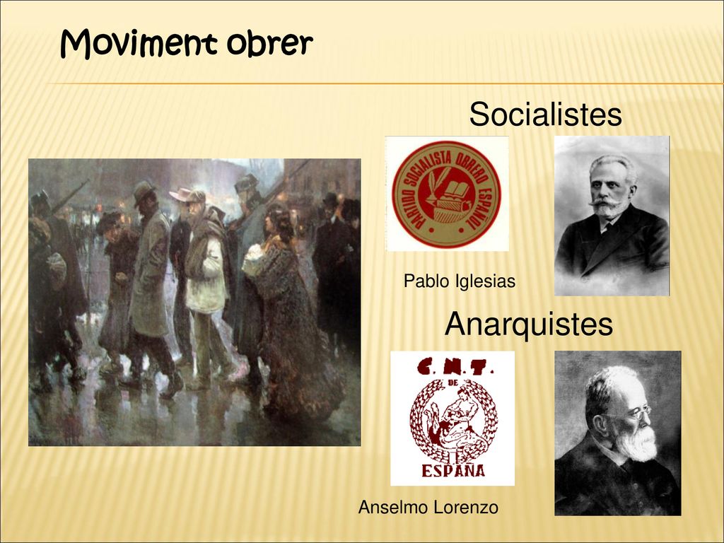 Moviment obrer Socialistes Pablo Iglesias Anarquistes Anselmo Lorenzo