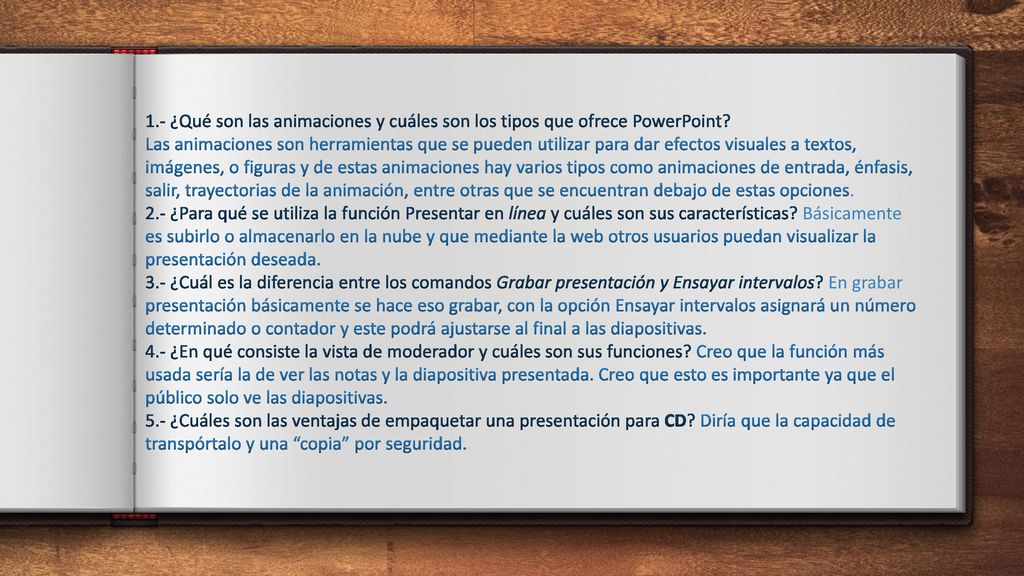 1.- ¿Qué son las animaciones y cuáles son los tipos que ofrece PowerPoint