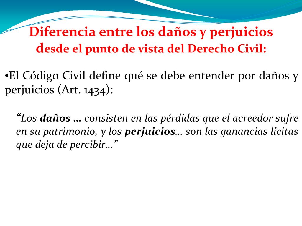 Diferencia entre los daños y perjuicios desde el punto de vista del Derecho Civil: