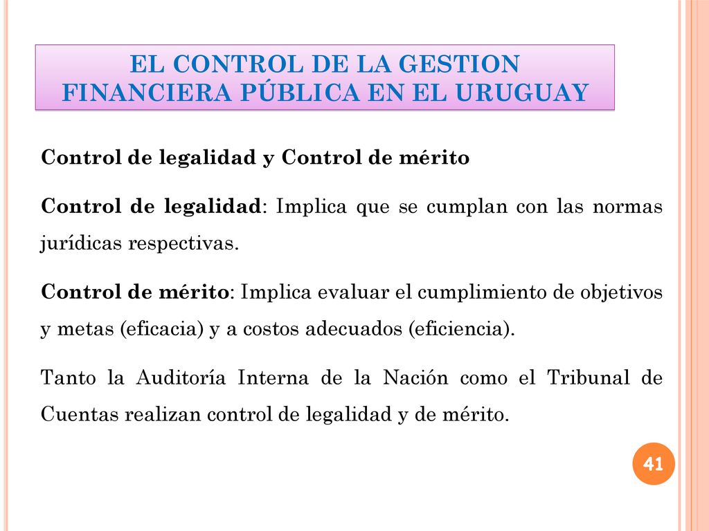 EL CONTROL DE LA GESTION FINANCIERA PÚBLICA EN EL URUGUAY