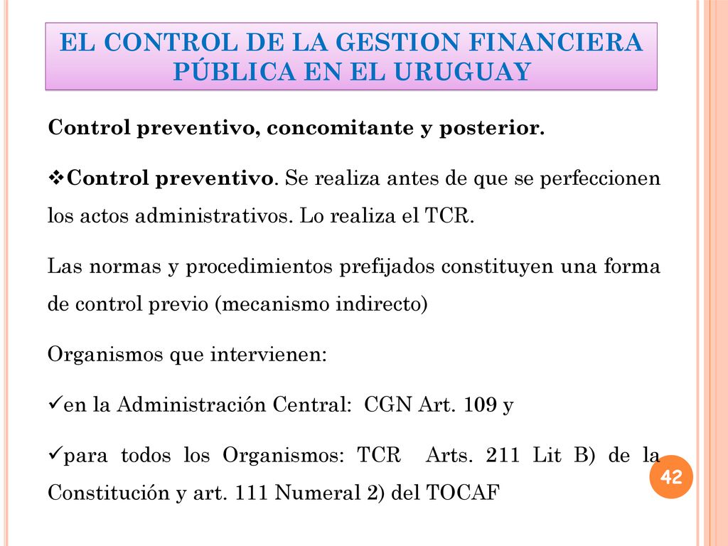 EL CONTROL DE LA GESTION FINANCIERA PÚBLICA EN EL URUGUAY