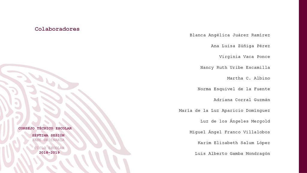 Colaboradores Blanca Angélica Juárez Ramírez Ana Luisa Zúñiga Pérez