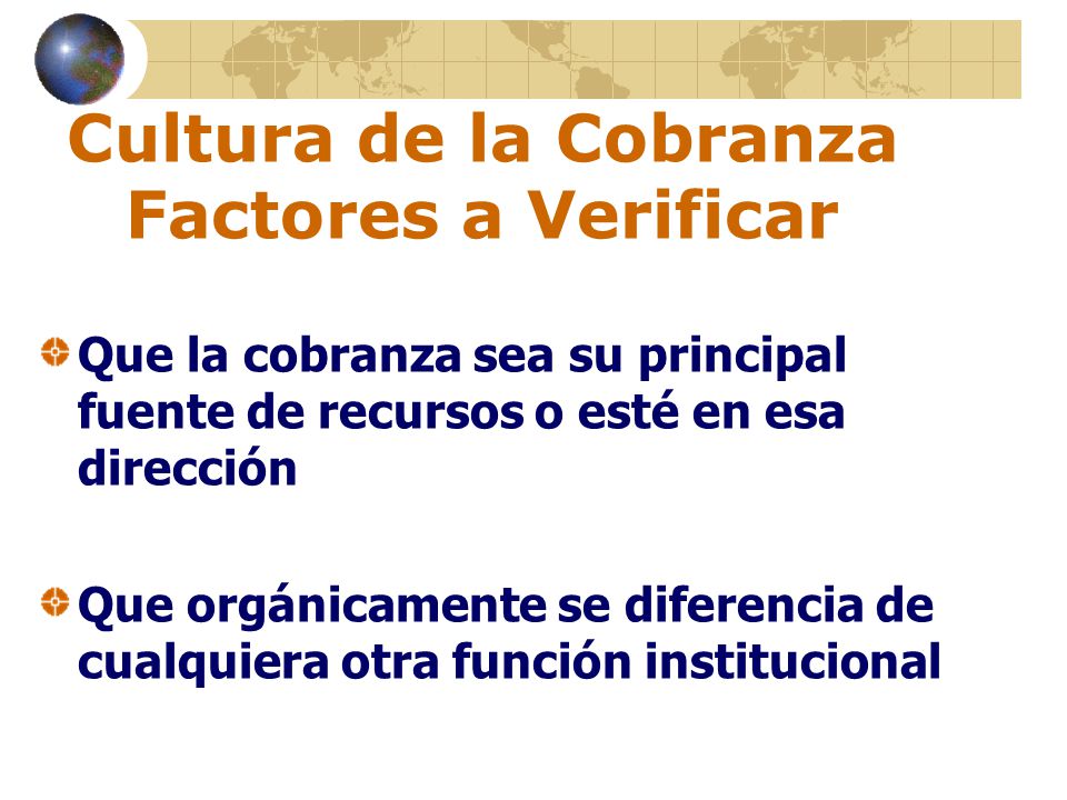 Cultura de la Cobranza Factores a Verificar