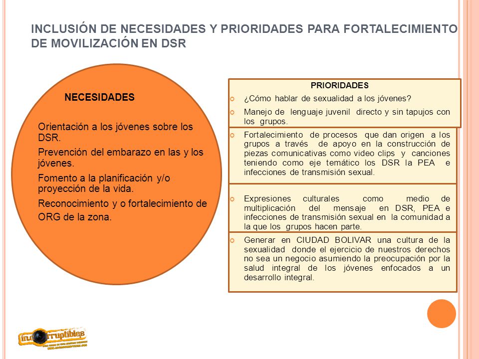 INCLUSIÓN DE NECESIDADES Y PRIORIDADES PARA FORTALECIMIENTO DE MOVILIZACIÓN EN DSR