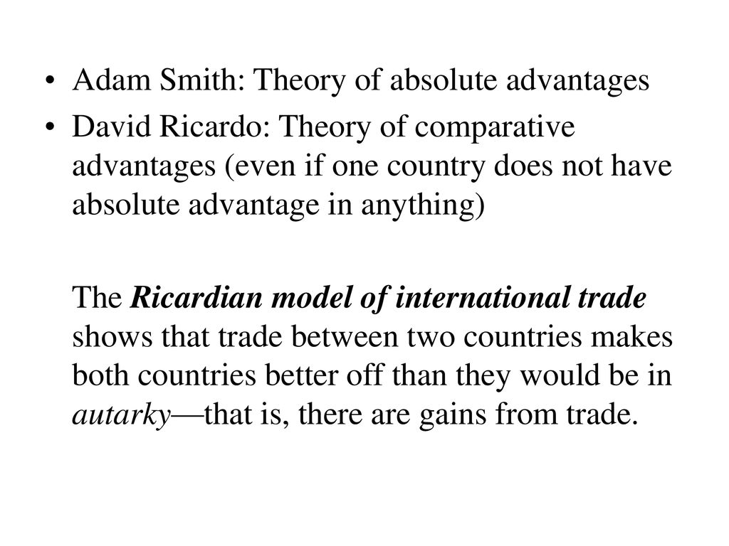Adam Smith: Theory of absolute advantages