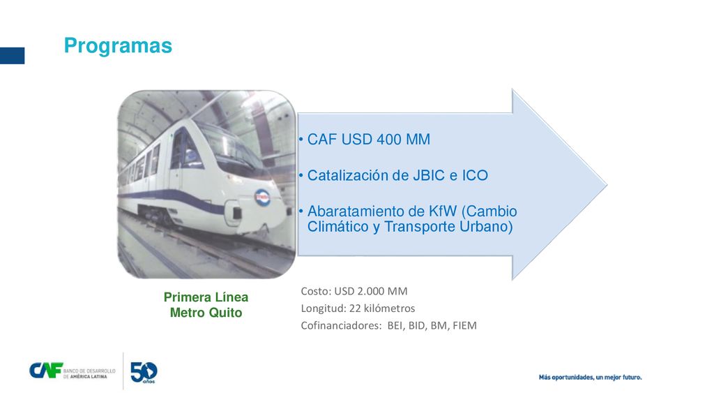 Programas CAF USD 400 MM Catalización de JBIC e ICO