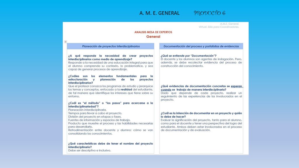 A. M. E. GENERAL PRODUCTO 6