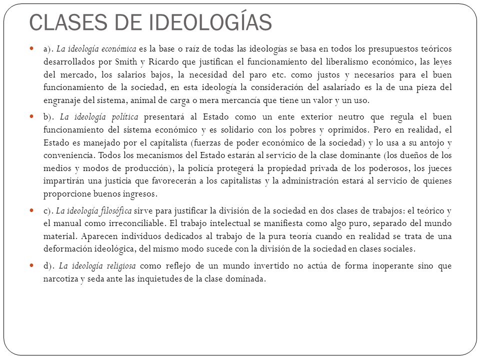 CLASES DE IDEOLOGÍAS