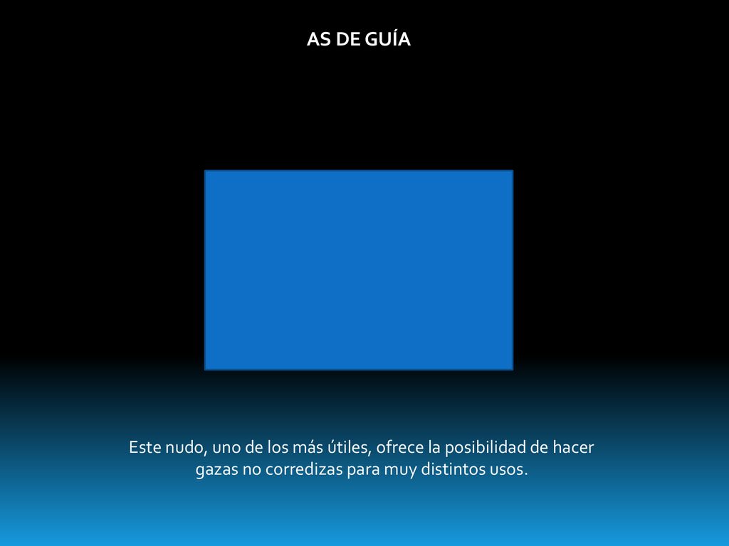 AS DE GUÍA Este nudo, uno de los más útiles, ofrece la posibilidad de hacer gazas no corredizas para muy distintos usos.
