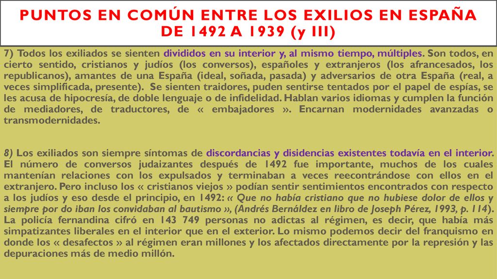 Puntos en común entre los exilios en españa de 1492 a 1939 (y III)