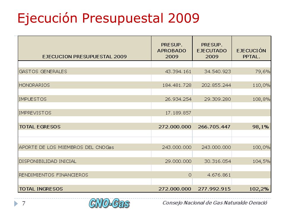 Ejecución Presupuestal 2009
