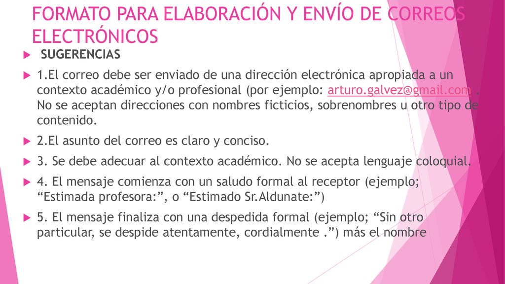 FORMATO PARA ELABORACIÓN Y ENVÍO DE CORREOS ELECTRÓNICOS