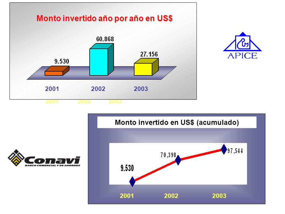 Monto invertido año por año en US$ Monto invertido en US$ (acumulado)