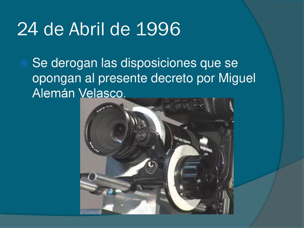 24 de Abril de 1996 Se derogan las disposiciones que se opongan al presente decreto por Miguel Alemán Velasco.