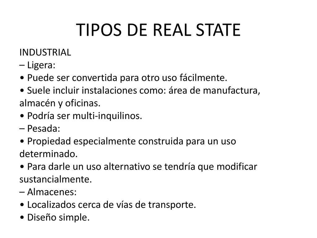 TIPOS DE REAL STATE INDUSTRIAL – Ligera: