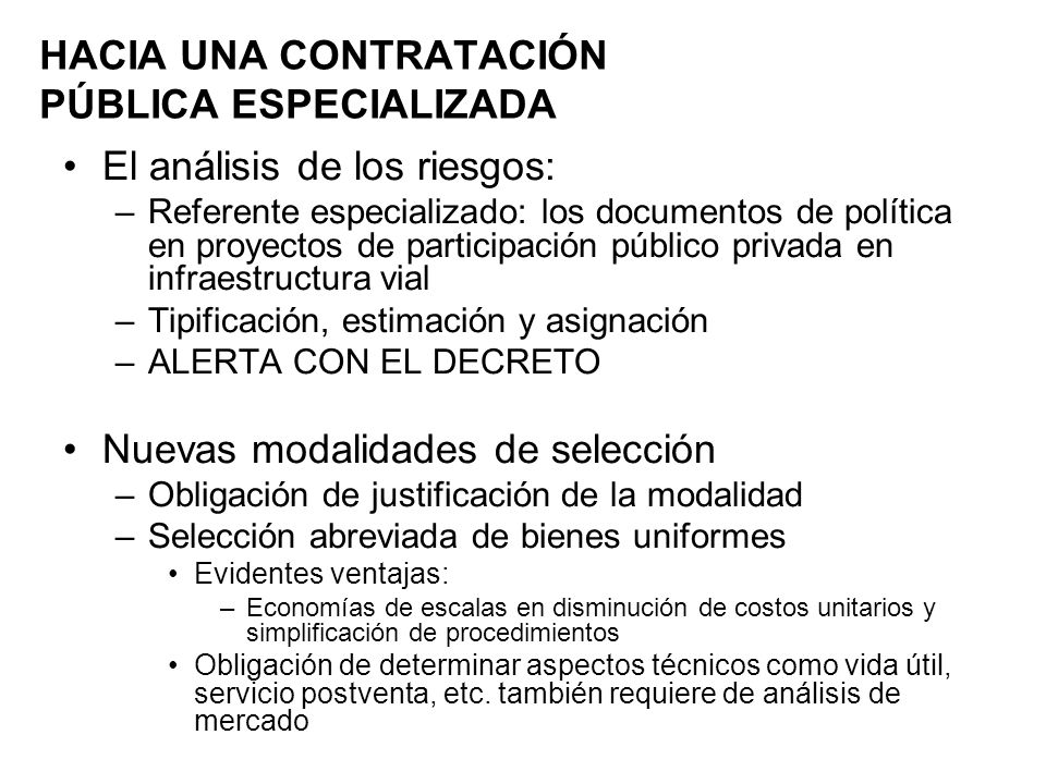 HACIA UNA CONTRATACIÓN PÚBLICA ESPECIALIZADA