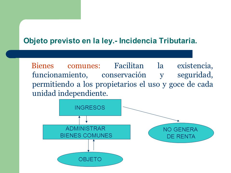 Objeto previsto en la ley.- Incidencia Tributaria.