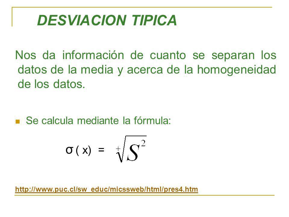DESVIACION TIPICA σ ( x) =