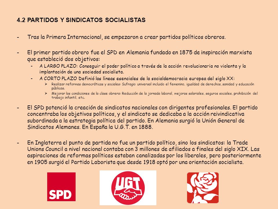 4.2 PARTIDOS Y SINDICATOS SOCIALISTAS