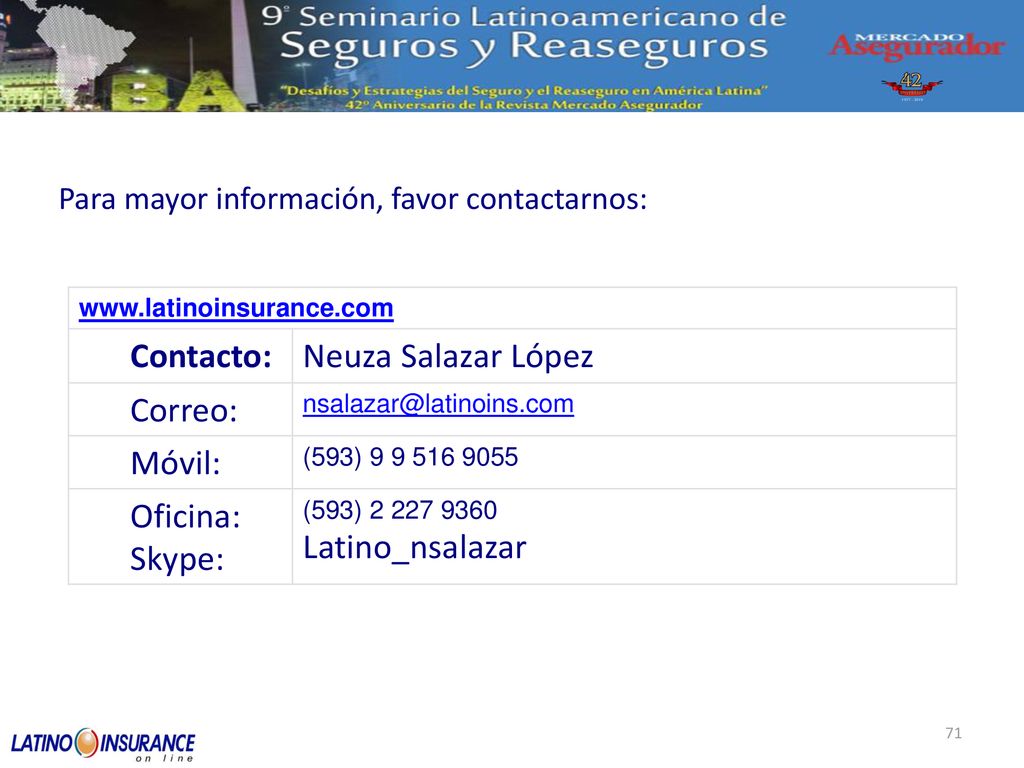 Contacto: Neuza Salazar López Correo: Móvil: Oficina: Skype: