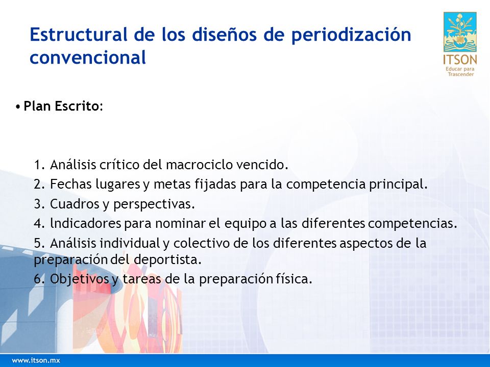 Estructural de los diseños de periodización convencional