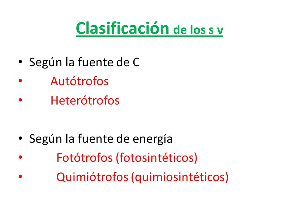 Clasificación de los s v