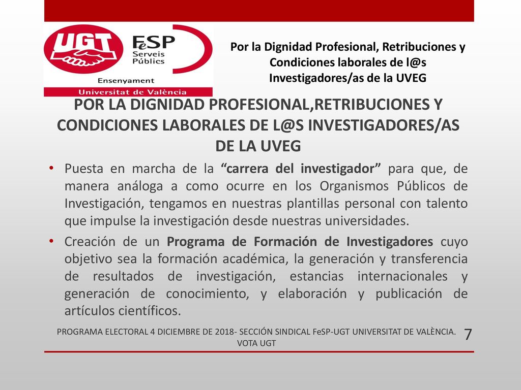 POR LA DIGNIDAD PROFESIONAL,RETRIBUCIONES Y CONDICIONES LABORALES DE INVESTIGADORES/AS DE LA UVEG