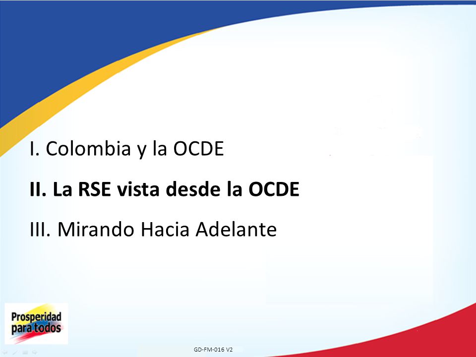 I. Colombia y la OCDE II. La RSE vista desde la OCDE III
