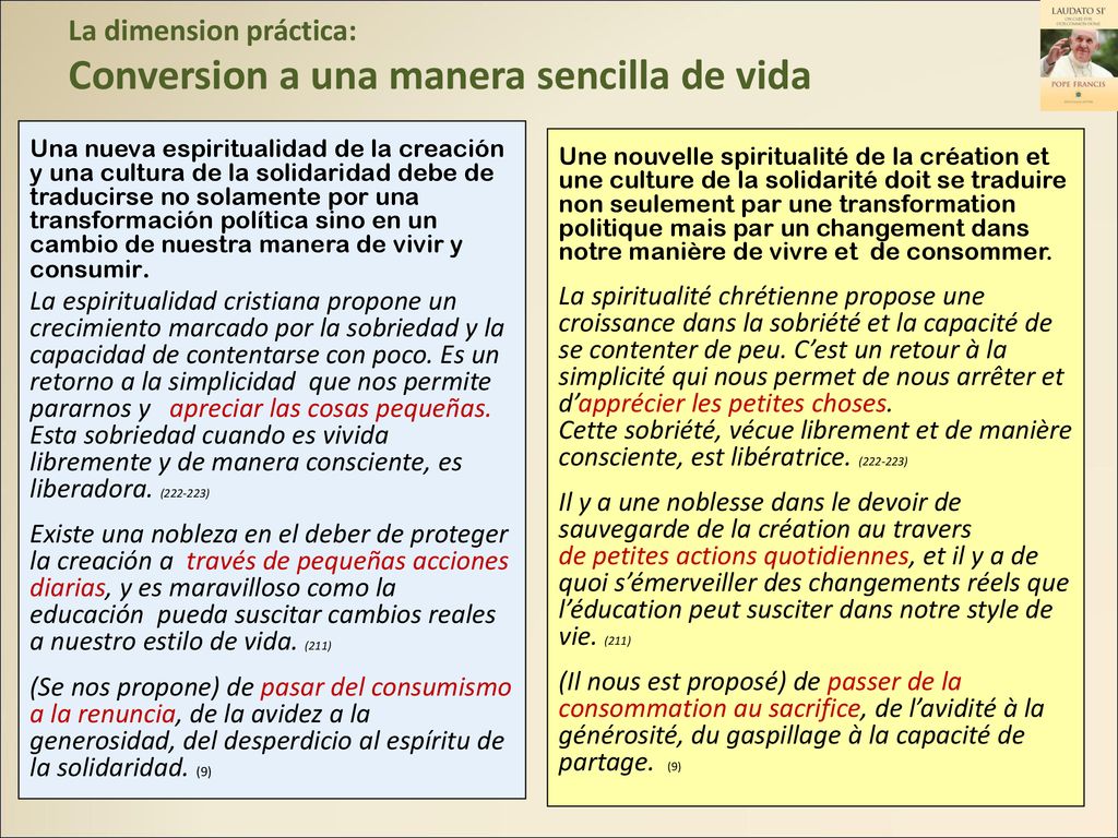 La dimension práctica: Conversion a una manera sencilla de vida