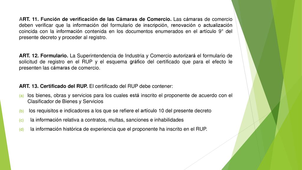 ART. 11. Función de verificación de las Cámaras de Comercio