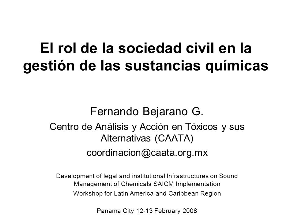 El rol de la sociedad civil en la gestión de las sustancias químicas