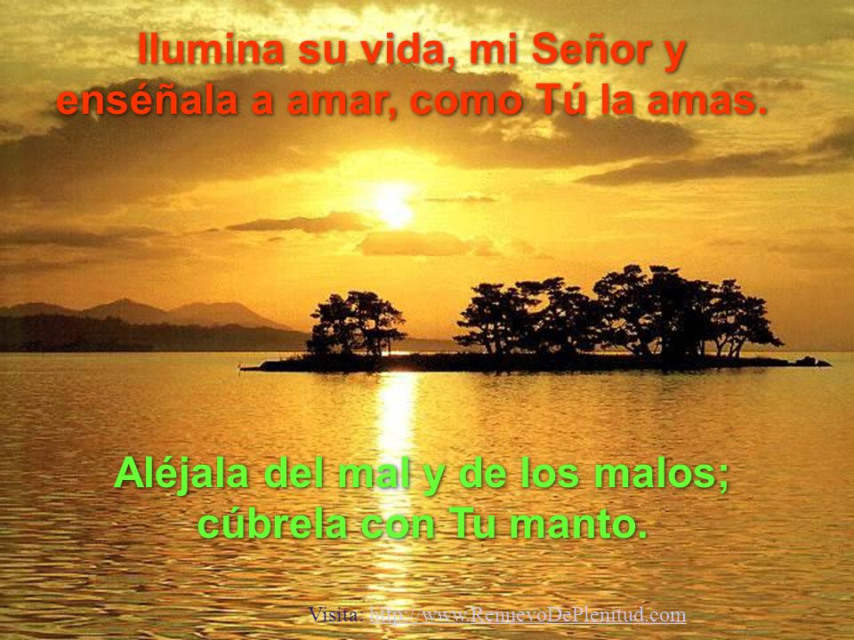 Ilumina su vida, mi Señor y enséñala a amar, como Tú la amas.
