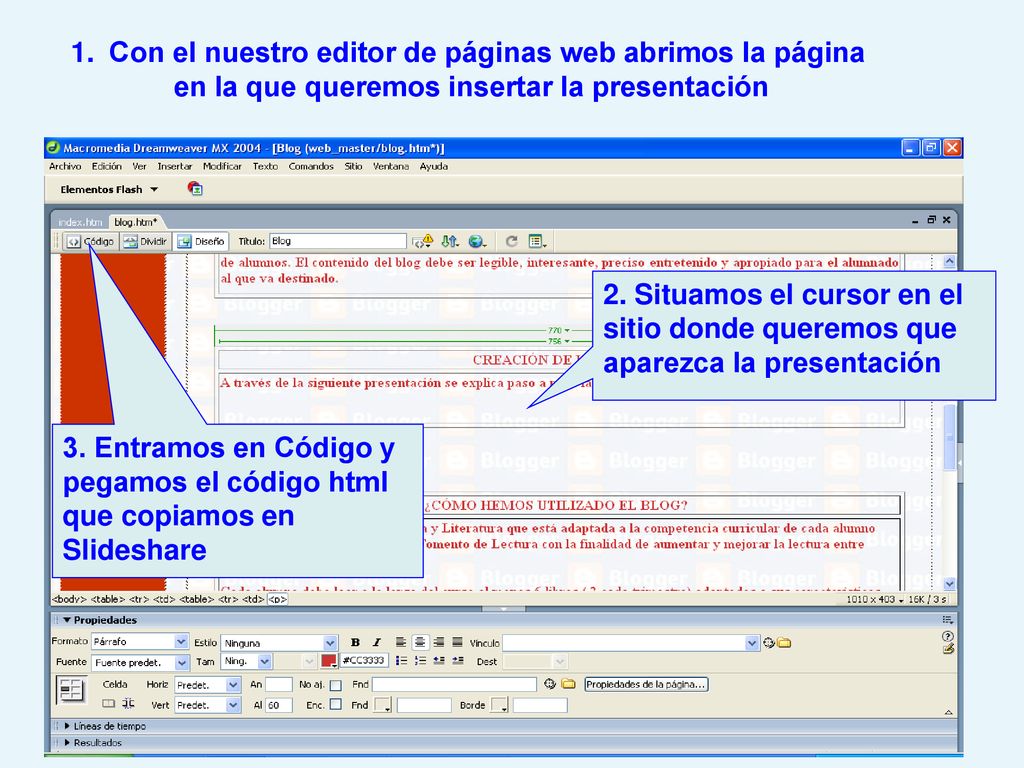 Con el nuestro editor de páginas web abrimos la página