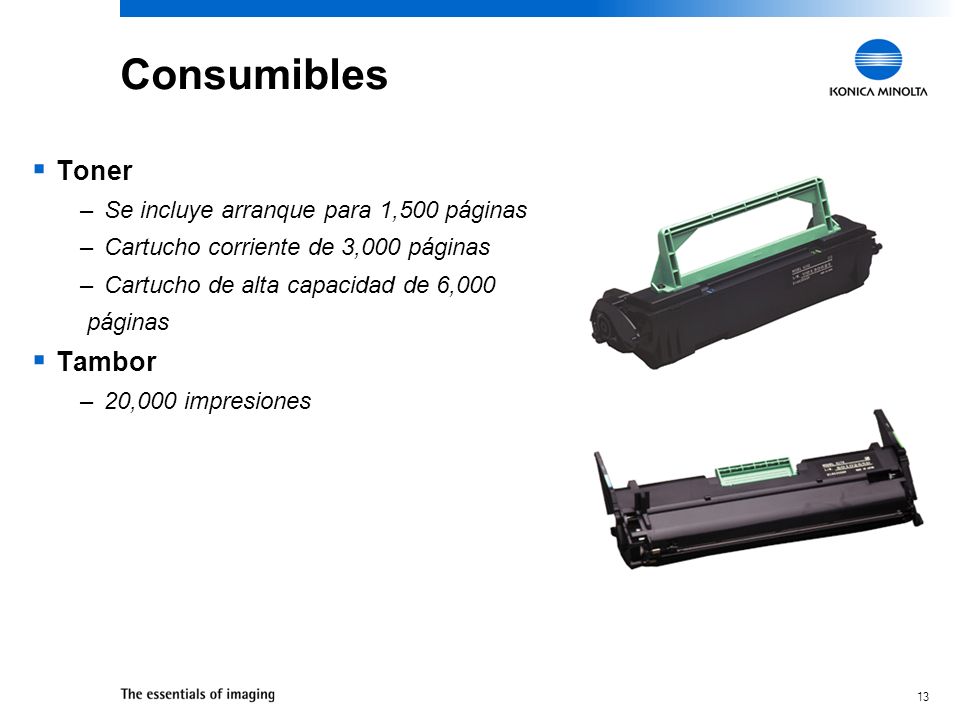 Consumibles Toner Tambor Se incluye arranque para 1,500 páginas