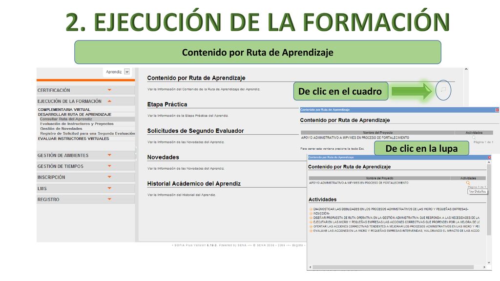 2. EJECUCIÓN DE LA FORMACIÓN Contenido por Ruta de Aprendizaje