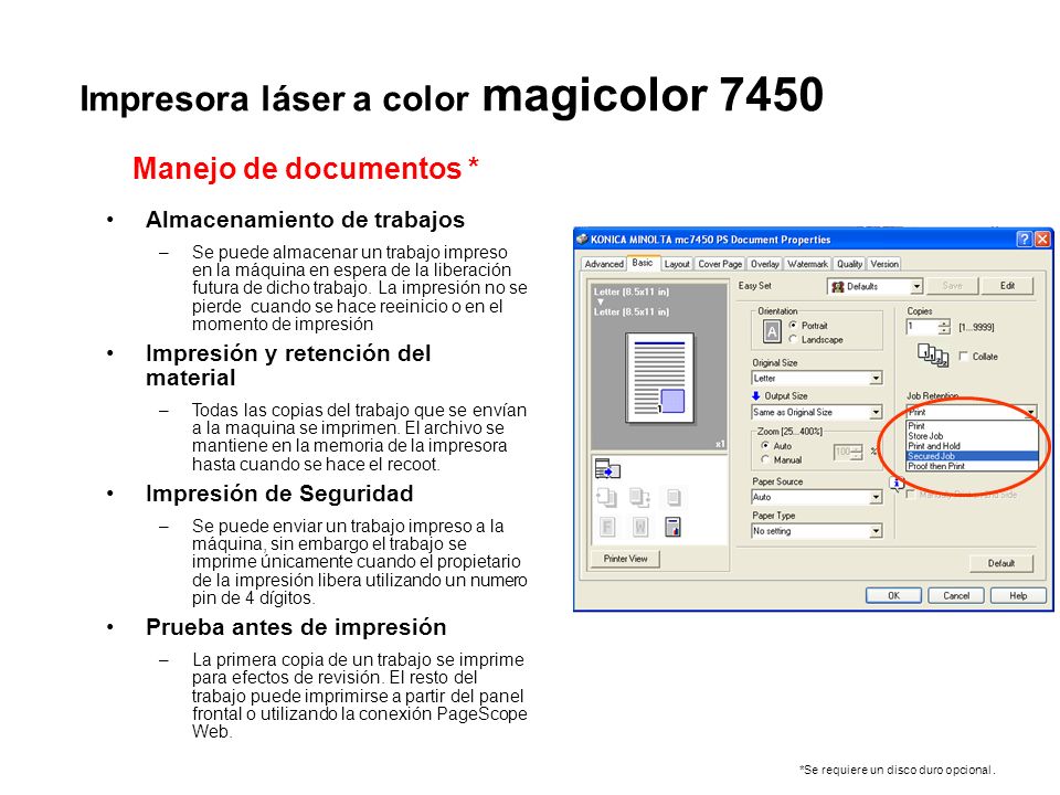 Impresora láser a color magicolor 7450