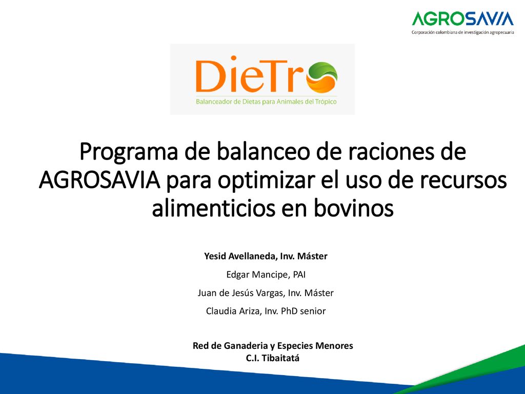 Yesid Avellaneda, Inv. Máster Red de Ganaderia y Especies Menores