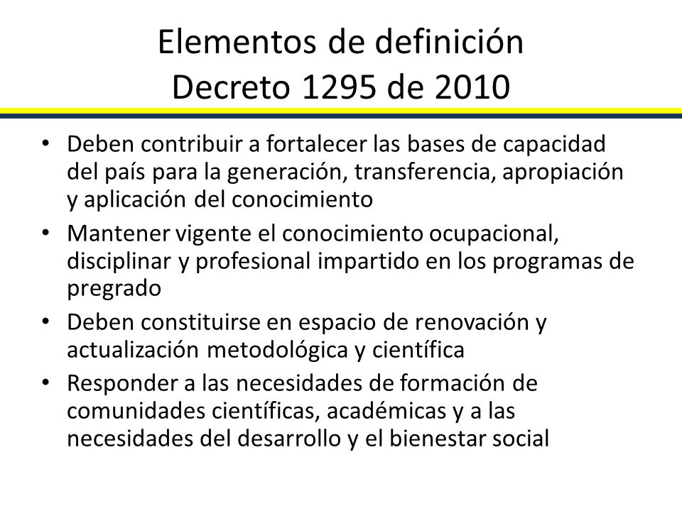 Elementos de definición Decreto 1295 de 2010