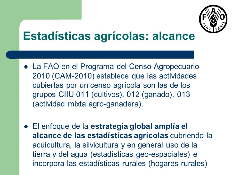 Estadísticas agrícolas: alcance