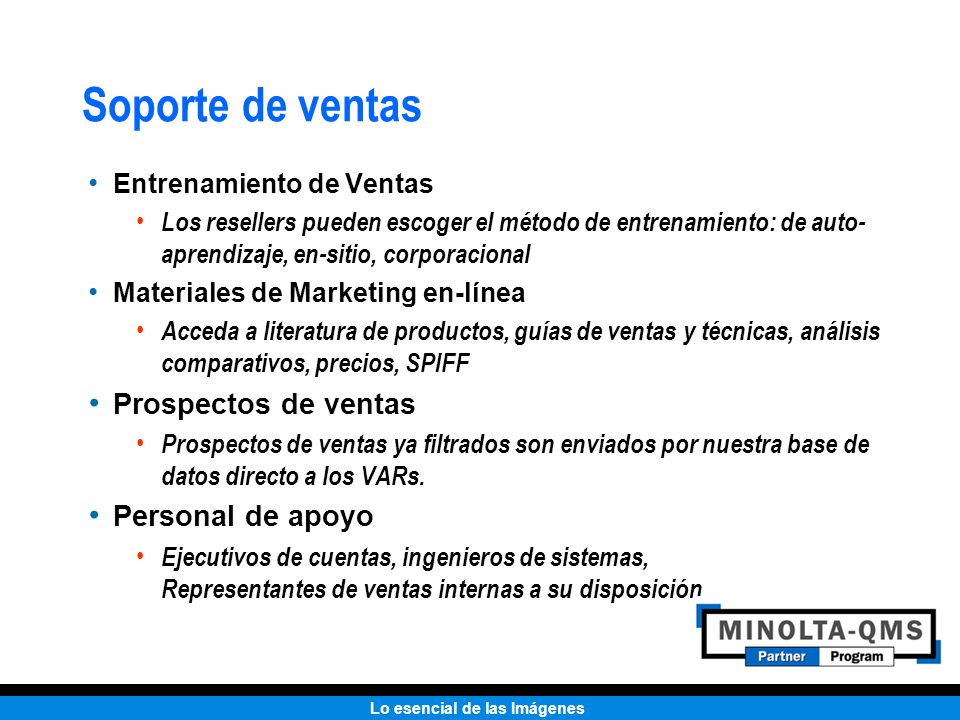 Soporte de ventas Prospectos de ventas Personal de apoyo